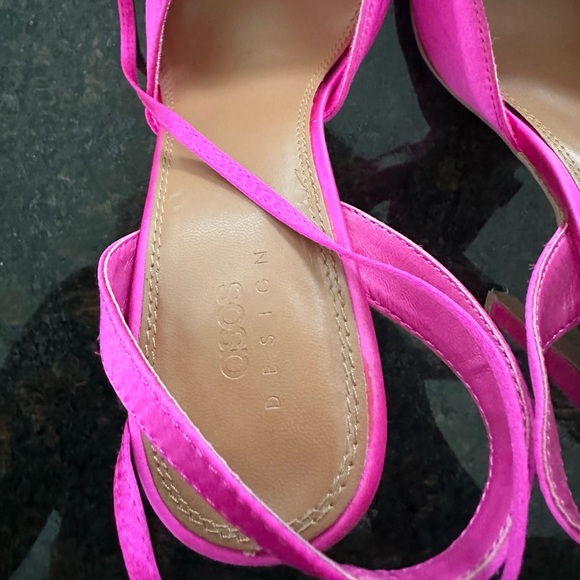 ASOS DESIGN Pink Satin Tie Heels (US 8) - Picture 9 of 9